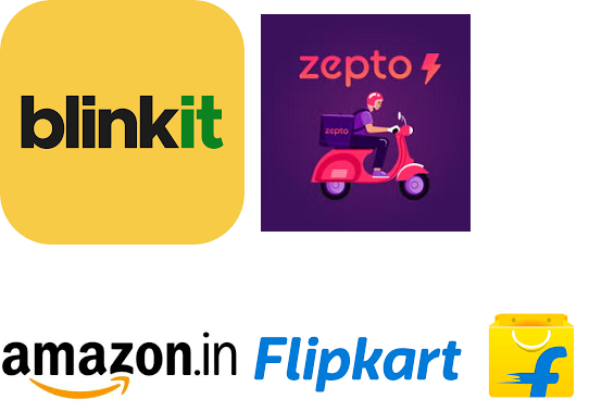 blinkit, zepto vs amazon flipkart rates prices delivery times