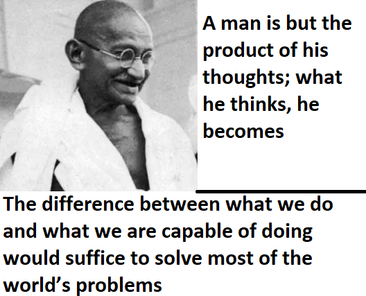 gandhi quotes on positive thinking, solving world problems capability