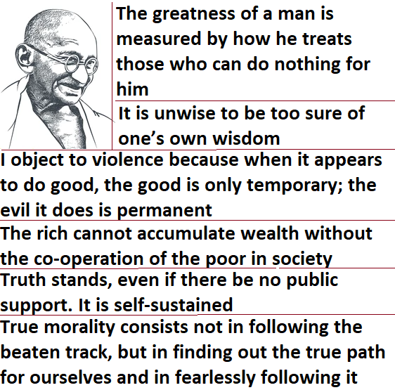 gandhiji quotes on helping others, wisdom, violence is evil, rich and poor, morality