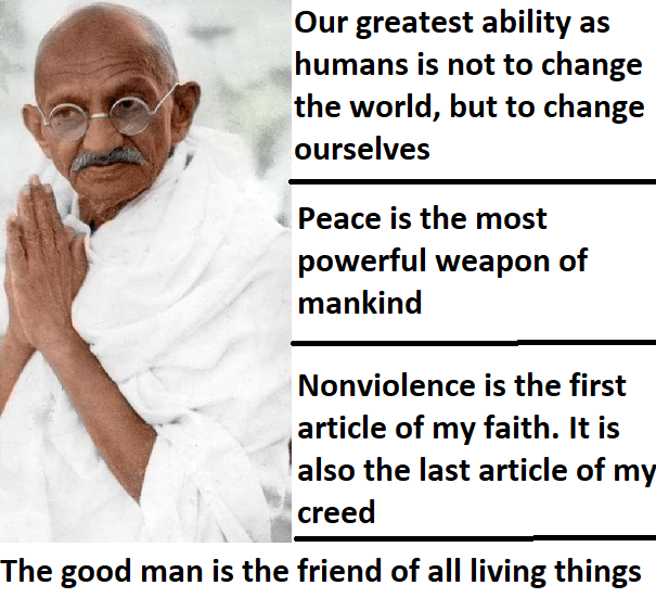 mahatma gandhi quotes on peace, changing ourselves, nonviolence, being good and friendly