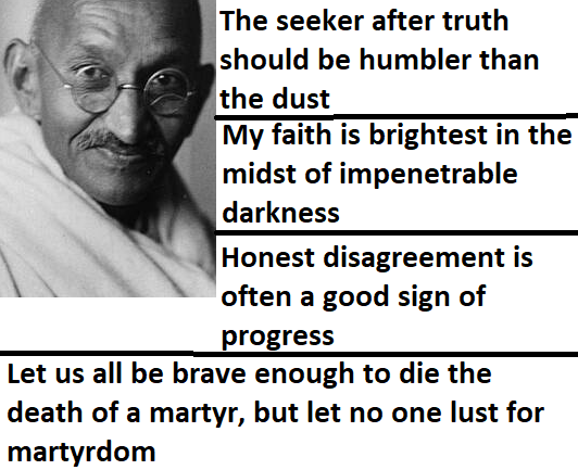 mk gandhi ji quotes on being humble, faith, honest disagreement, bravery, martyrdom