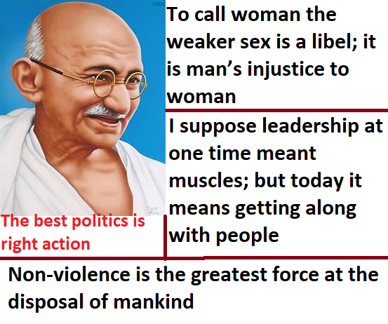 mk gandhuji quotes on politics, women empowerment, leadership, nonviolence is the greatest force