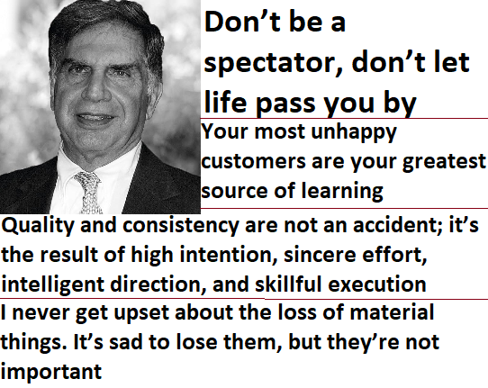 ratan tata quotes on customers satisfaction importance, quality, consistency, skill and intelligent direction